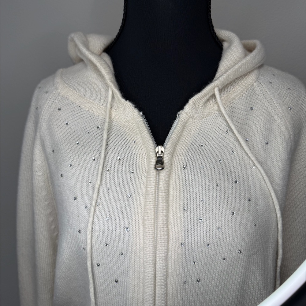 🔥🔥SALE🔥🔥NWOT M Miller Women's Cream Hooded Sweater 100% cashmere S6